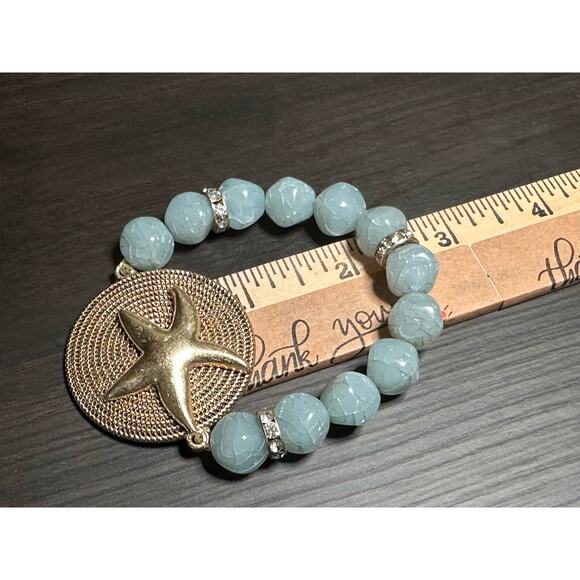 Pair of Coastal Beaded Bracelets Banded Anchor Starfish Fashion Jewelry - Picture 7 of 11